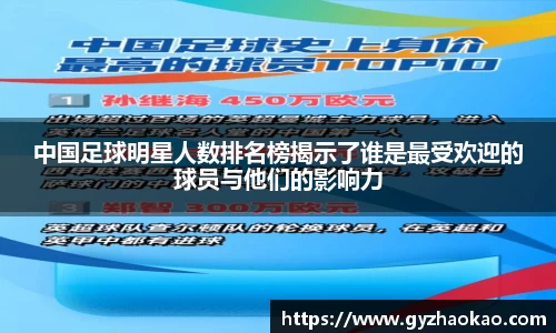 中国足球明星人数排名榜揭示了谁是最受欢迎的球员与他们的影响力